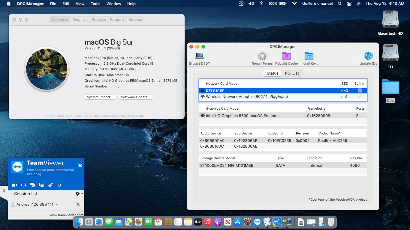 Success Hackintosh macOS Big Sur 11.5.1 Build 20G80 in Dell Inspiron 5458